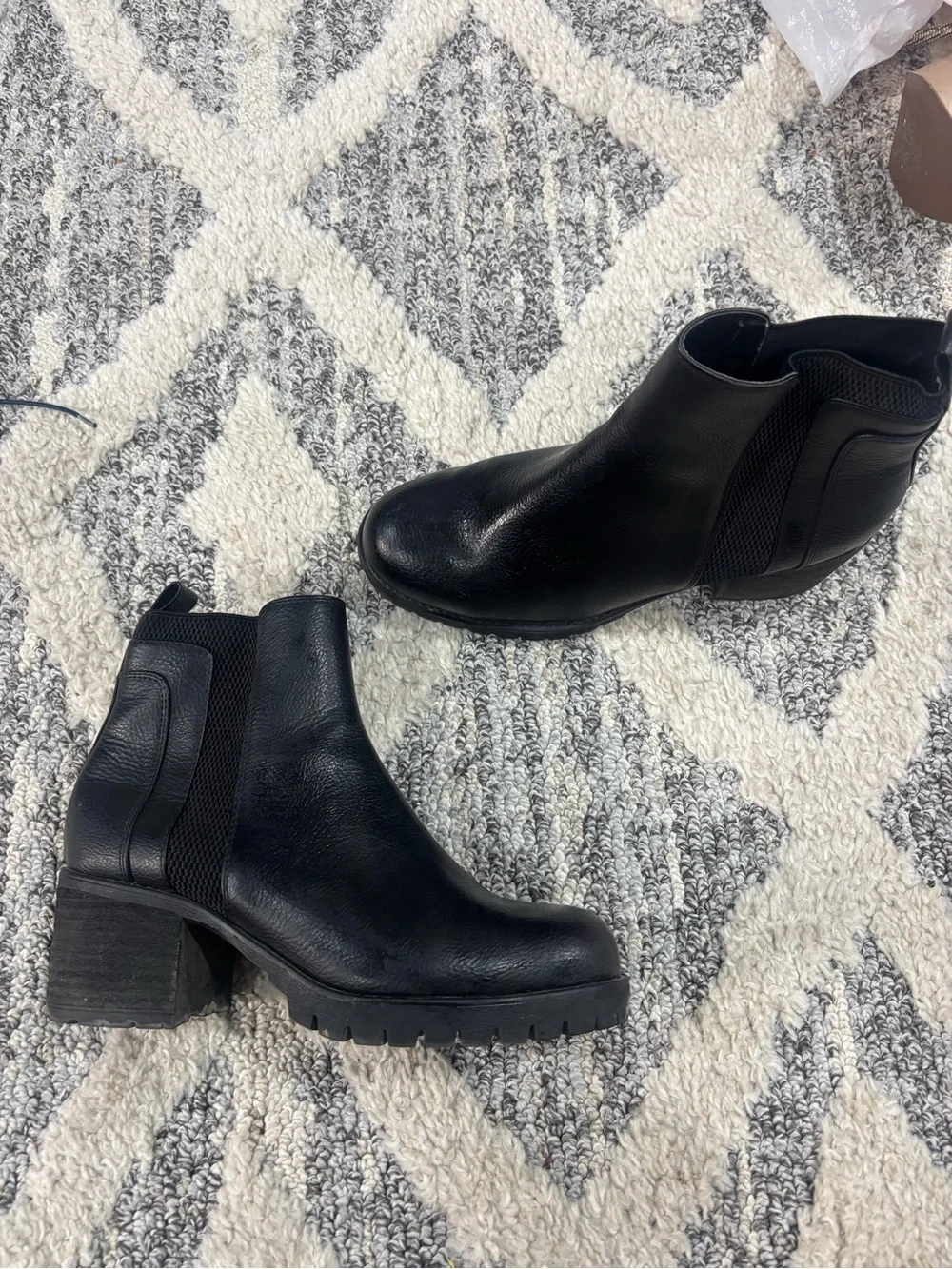 MIA Black Leather Chelsea Booties with Pull Tabs